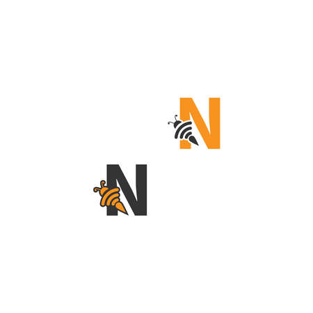Letter N bee icon  creative design illustrationのイラスト素材