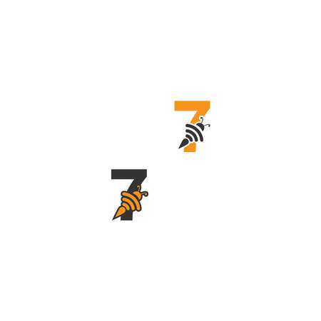 Number 7 bee icon  creative design illustrationのイラスト素材