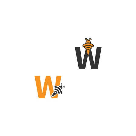 Letter W bee icon  creative design illustrationのイラスト素材