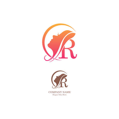 Beautiful face logo letter R icon in front  design vectorのイラスト素材