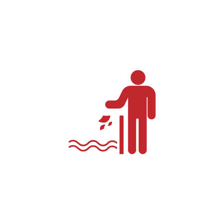 Do not throw garbage in the river icon illustrationのイラスト素材