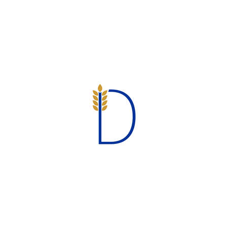 Letter D combined with wheat icon design illustrationのイラスト素材