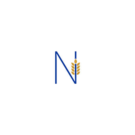 Letter N combined with wheat icon design illustrationのイラスト素材