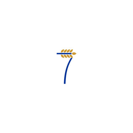 Number 7 combined with wheat icon design illustrationのイラスト素材