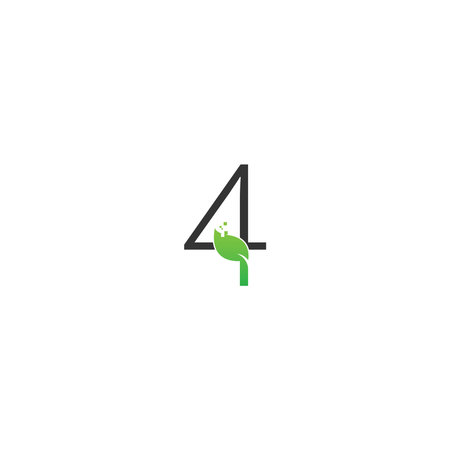 Number 4 logo leaf digital icon design concept vector