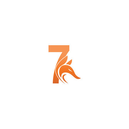 Fox head icon combination with number 7 logo icon design vectorのイラスト素材