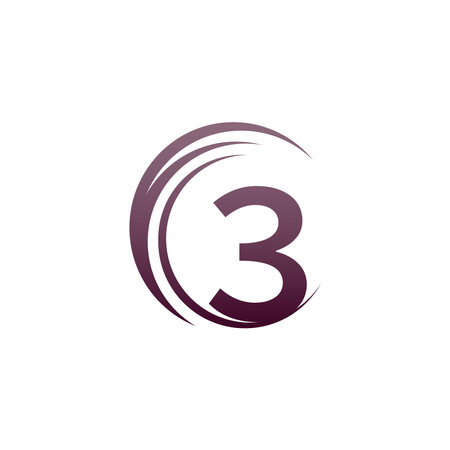 Wave circle number 3 logo icon design illustrationのイラスト素材