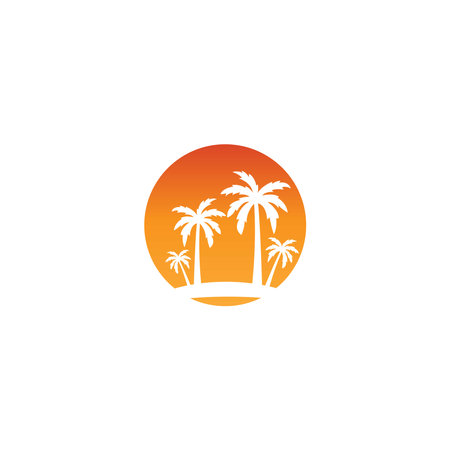 Palm tree summer logo template vector illustrationのイラスト素材