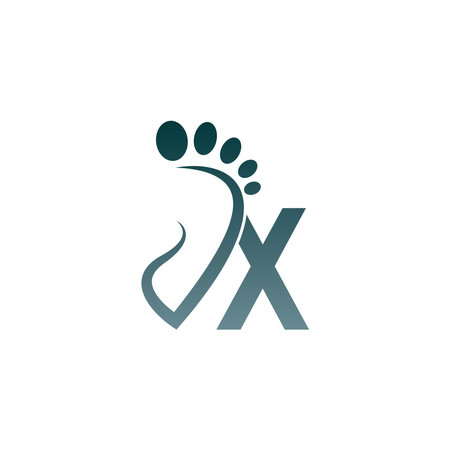 Letter X icon logo combined with footprint icon design templateのイラスト素材