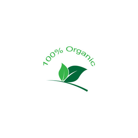 100 % icon, natural, vegan,  organic, anniversary,label design illustration templateのイラスト素材