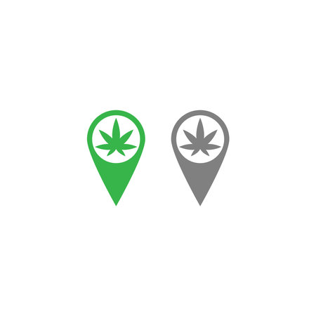 Cannabis leaf logo design vector template illustrationのイラスト素材