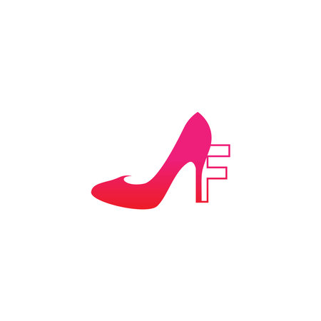Letter F with Women shoe, high heel logo icon design vector templateのイラスト素材