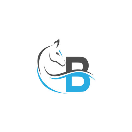 Letter B icon logo with horse illustration design vectorのイラスト素材