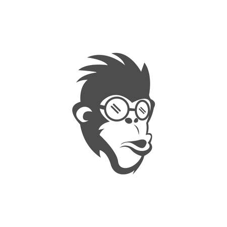 Monkey logo icon illustration vector flat design templateのイラスト素材