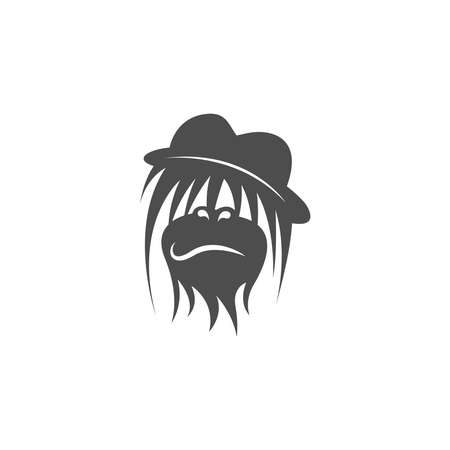 Monkey logo icon illustration vector flat design templateのイラスト素材