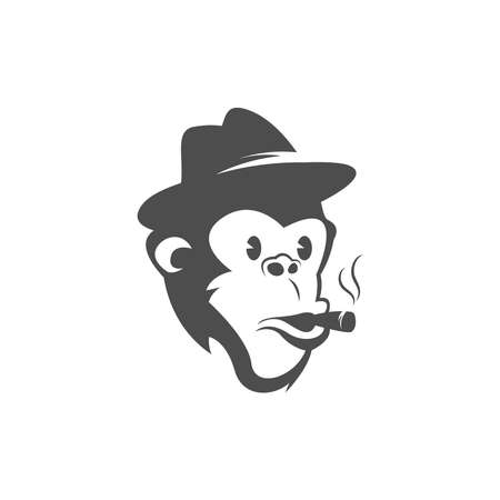 Monkey logo icon illustration vector flat design templateのイラスト素材