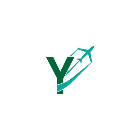 Letter Y with plane logo icon design vector illustrationのイラスト素材