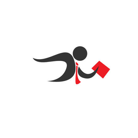 illustration of a businessman running reaching the star with briefcase, business, energetic, dynamic conceptのイラスト素材