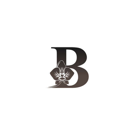 Letter B logo icon with black orchid design vector illustrationのイラスト素材