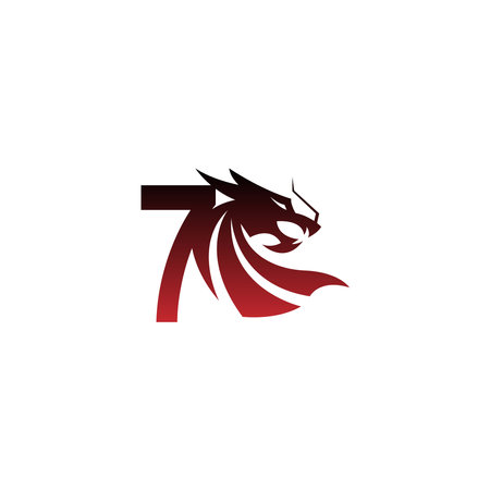 Number 7 logo icon with dragon design vector illustrationのイラスト素材
