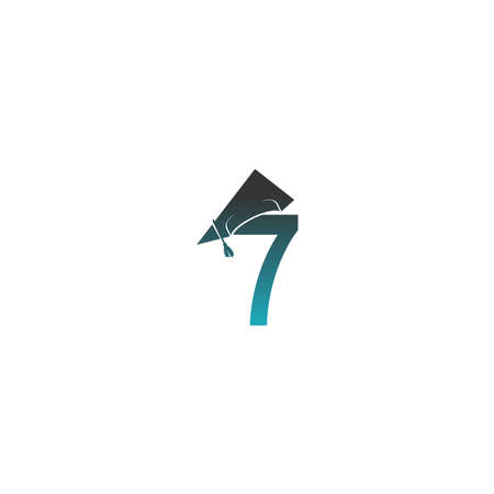 Number 7 logo icon with graduation hat design vector illustrationのイラスト素材