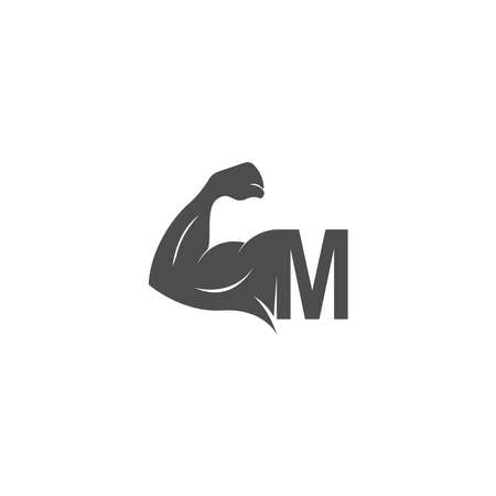 Letter M logo icon with muscle arm design vector illustrationのイラスト素材