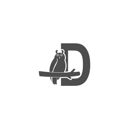 Letter D logo icon  with owl icon design vector illustrationのイラスト素材