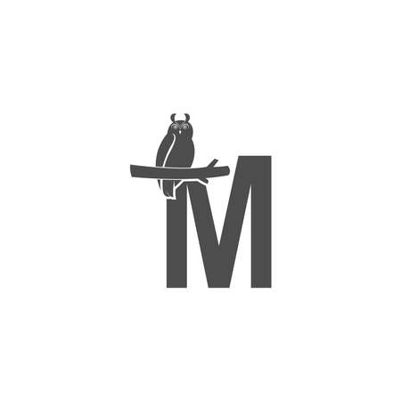 Letter M logo icon  with owl icon design vector illustrationのイラスト素材