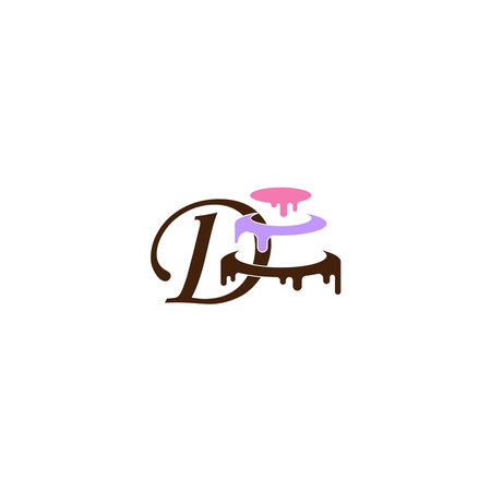 Letter D  icon with wedding cake  design template vector illustrationのイラスト素材