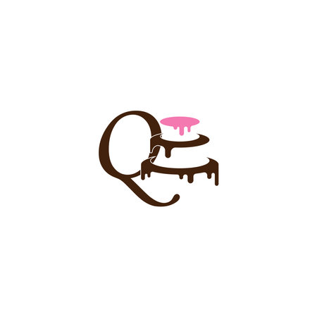 Letter Q icon with wedding cake  design template vector illustrationのイラスト素材