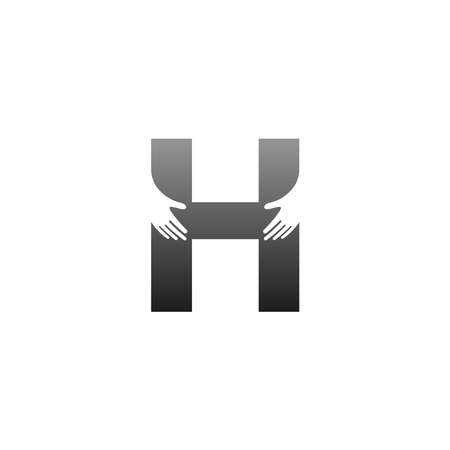 Letter H logo icon with hand design symbol template vectorのイラスト素材