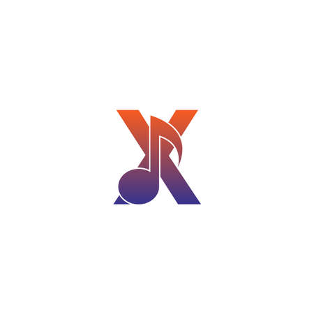 Letter X logo icon with musical note design symbol template vectorのイラスト素材