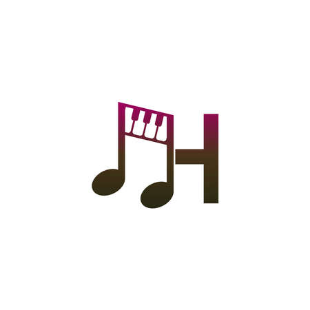 Letter H logo icon with musical note design symbol template vectorのイラスト素材
