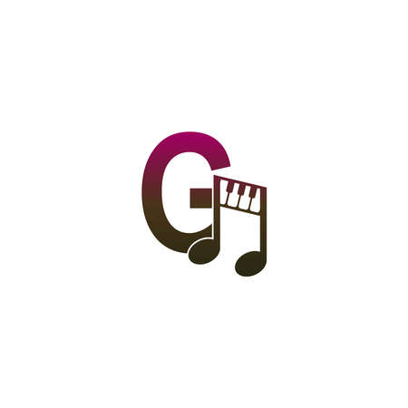 Letter G logo icon with musical note design symbol template vectorのイラスト素材