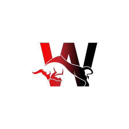 Mix letter logo icon with bull design symbol template vectorのイラスト素材