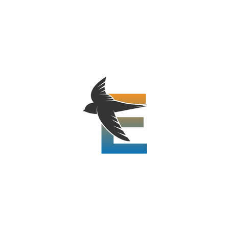 Letter E   with swift bird icon design vector templateのイラスト素材