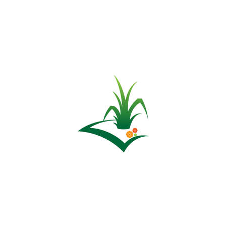 Natural Grass icon logo design vector template illustrationのイラスト素材