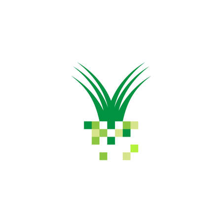 Pixel  Grass  icon logo design vector template illustrationのイラスト素材