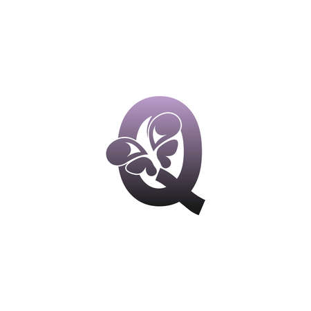 Letter Q with butterfly icon logo design vector templateのイラスト素材
