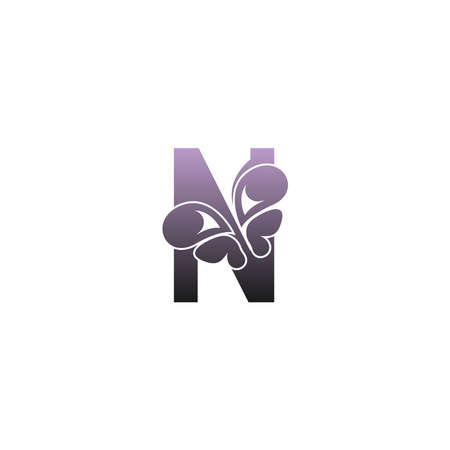 Letter N with butterfly icon logo design vector templateのイラスト素材