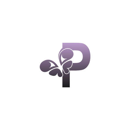 Letter P with butterfly icon logo design vector templateのイラスト素材