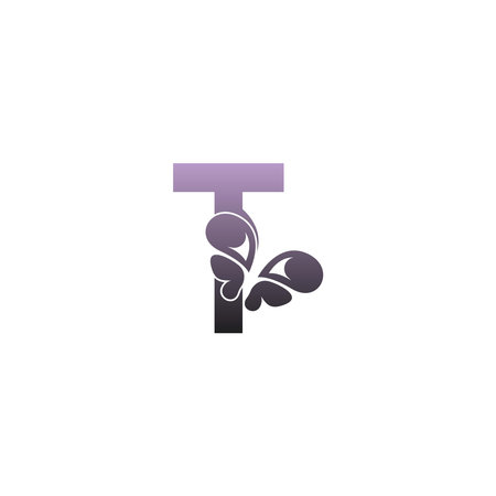 Letter T with butterfly icon logo design vector templateのイラスト素材