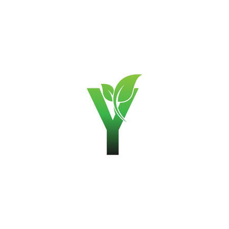 Letter Y with green leafs icon logo design template illustration vectorのイラスト素材