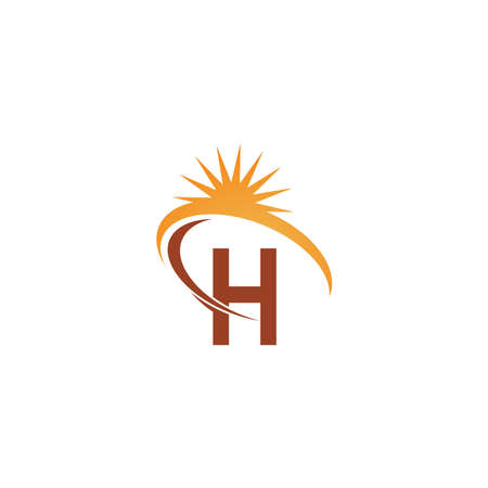 Letter H with sun ray icon logo design template illustration vectorのイラスト素材