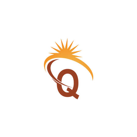 Letter Q with sun ray icon logo design template illustration vectorのイラスト素材