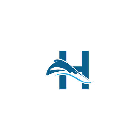 Letter H with stingray icon logo template illustration vectorのイラスト素材