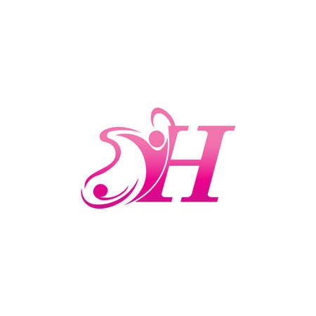 Letter H butterfly and success human icon logo design illustration vectorのイラスト素材