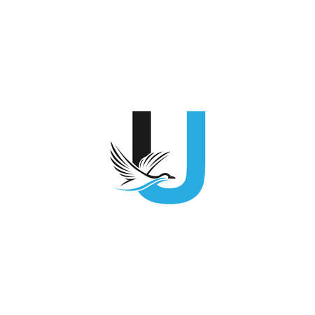 Letter U with duck icon logo design illustration vectorのイラスト素材