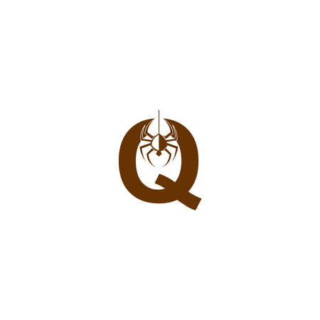 Letter Q with spider icon logo design template vectorのイラスト素材