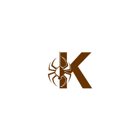 Letter K with spider icon logo design template vectorのイラスト素材